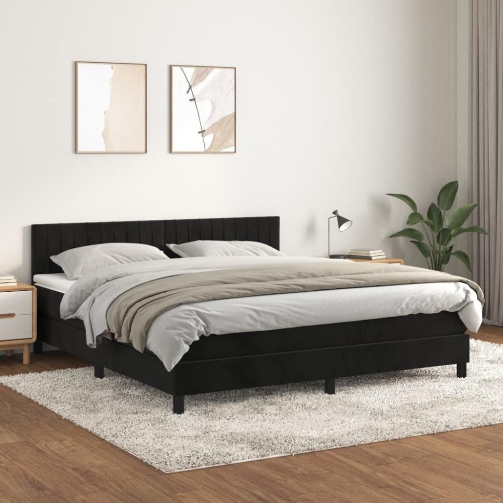 vidaXL Boxspringbett mit Matratze Schwarz 180x200 cm Samt 3141439 Bild 1