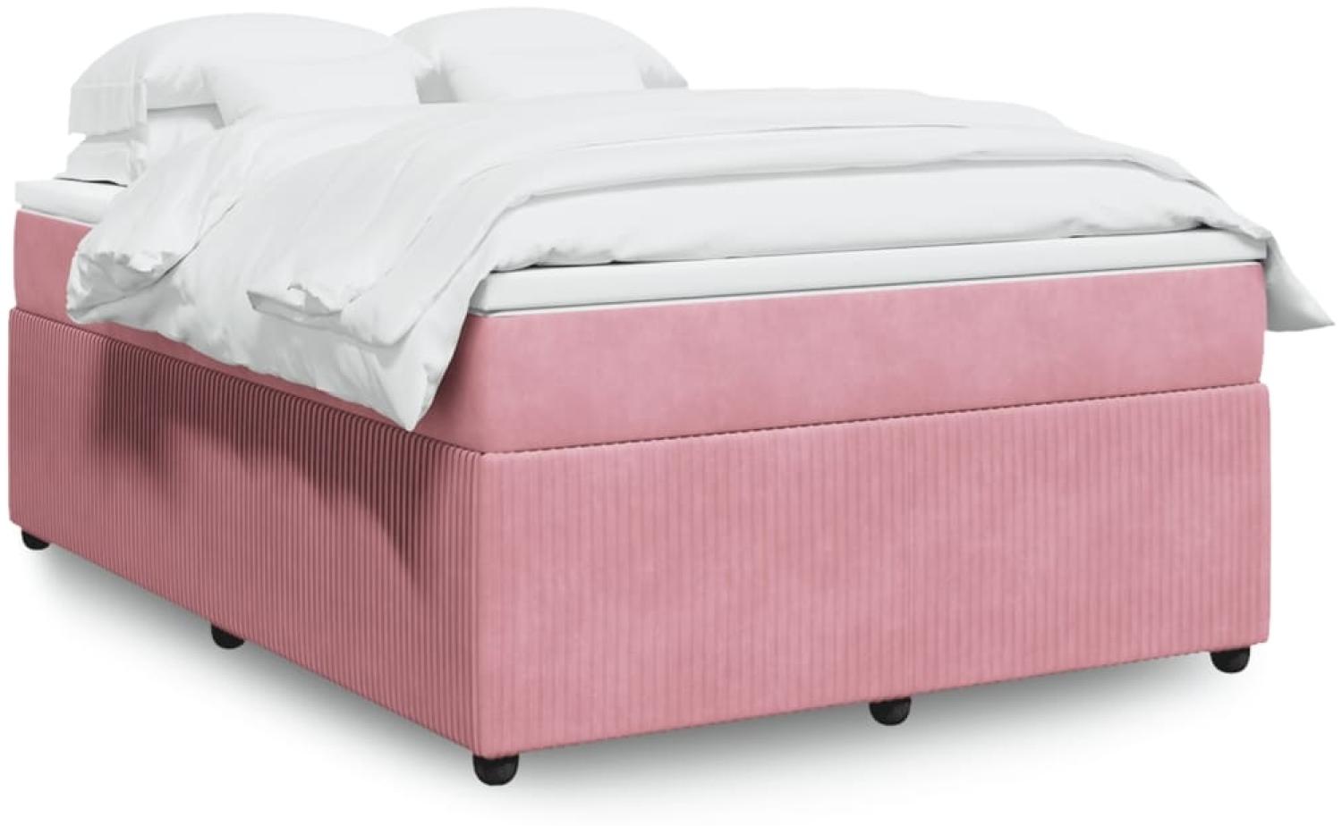 vidaXL Boxspringbett mit Matratze Rosa 160x200 cm Samt 3285655 Bild 1