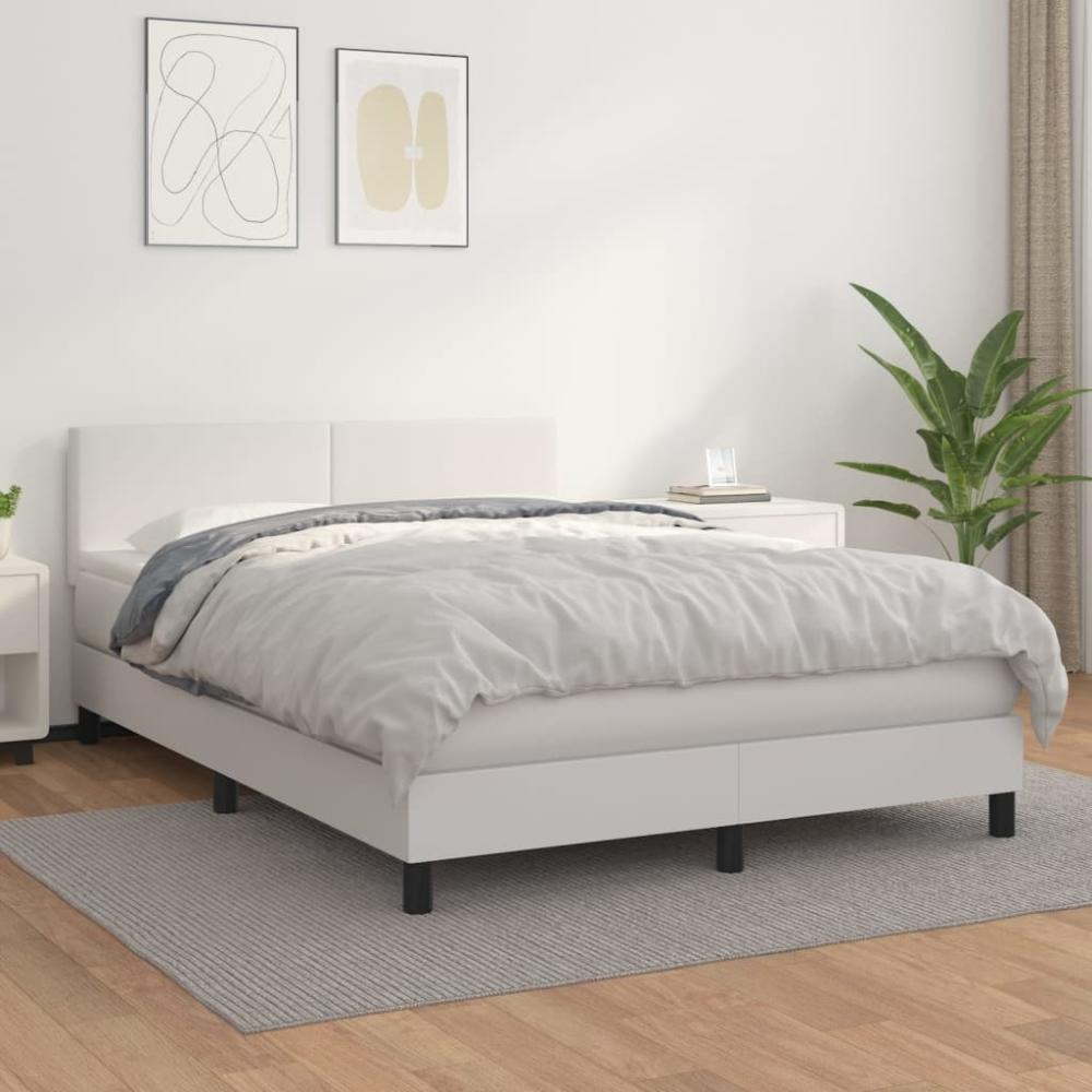 vidaXL Boxspringbett mit Matratze Weiß 140x200 cm Kunstleder 3141006 Bild 1