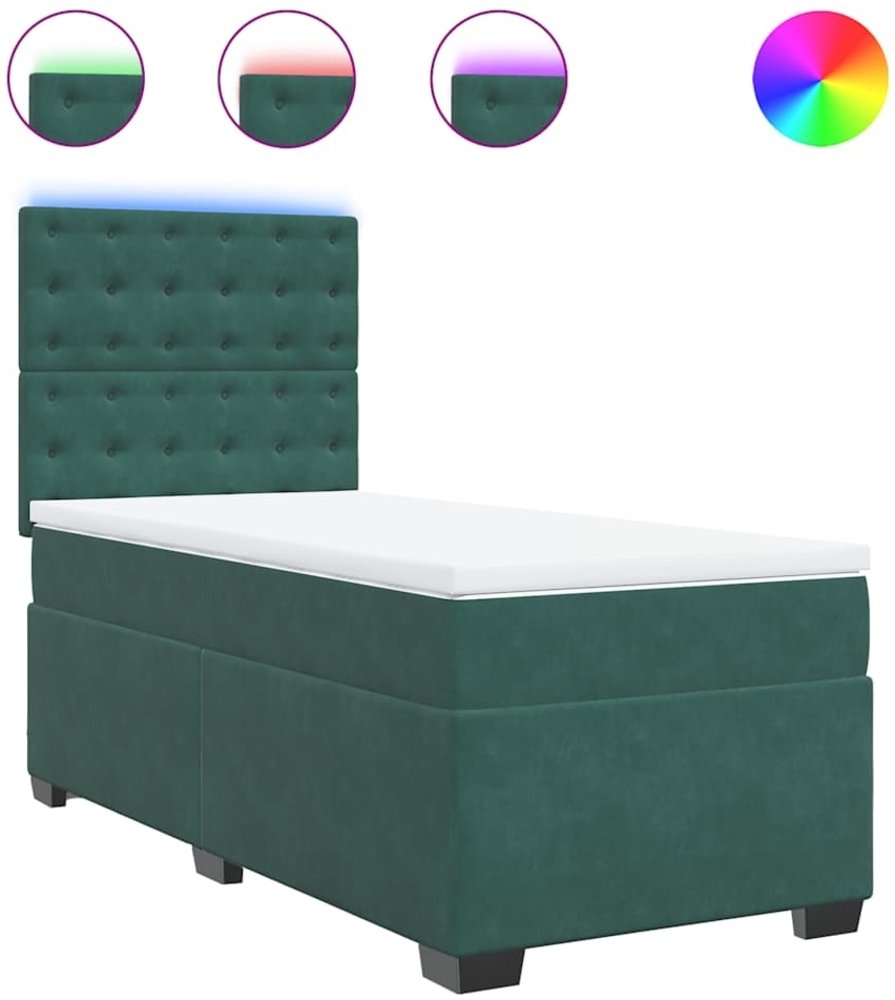 vidaXL Boxspringbett mit Matratze Dunkelgrün 90x190 cm Samt 3293101 Bild 1