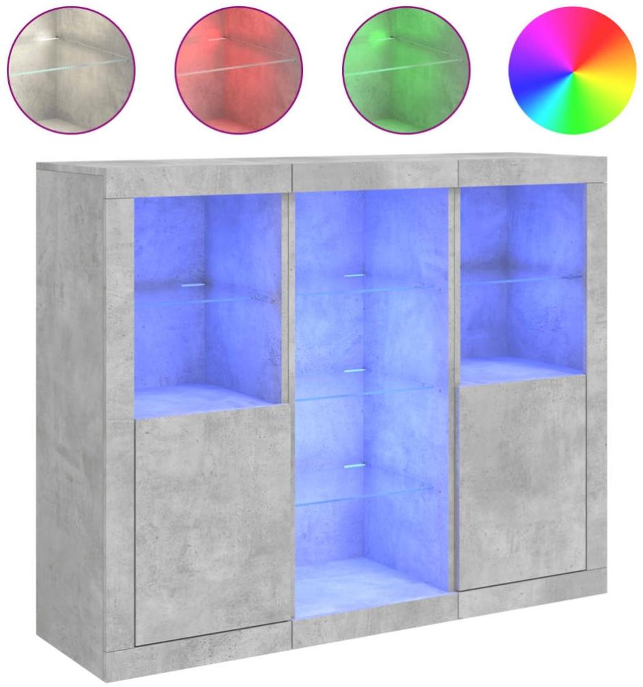 vidaXL Sideboards mit LED-Leuchten 3 Stk. Betongrau Holzwerkstoff 3209124 Bild 1