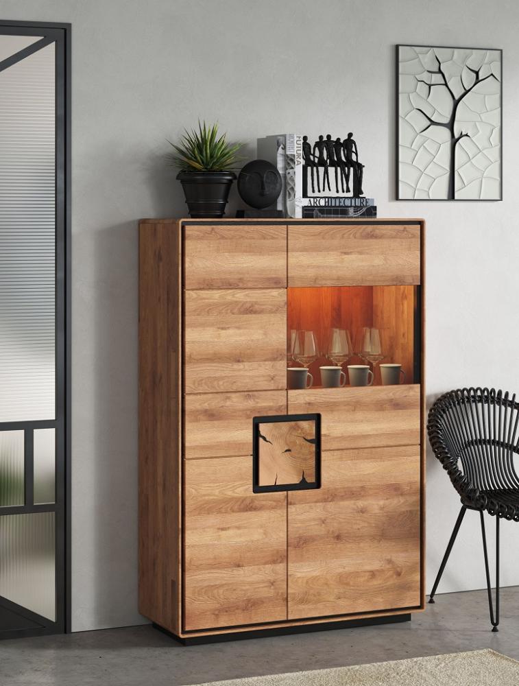 Highboard 100x151cm "Zarah" Wildeiche geölt Glas rechts Bild 1