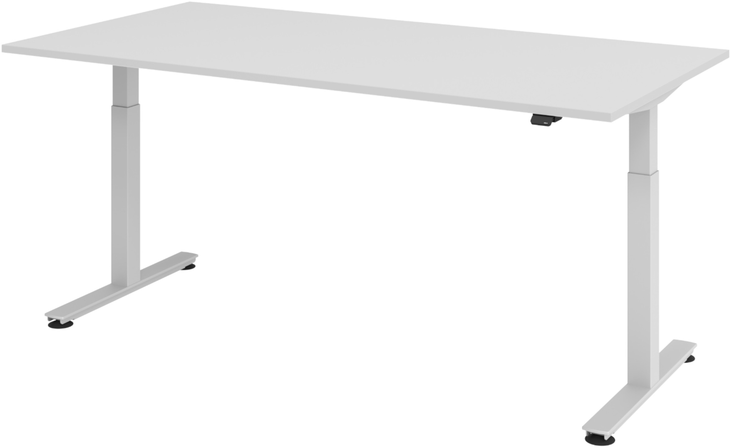 bümö elektrisch höhenverstellbarer Schreibtisch grau 200x100 cm, Gestell: Silber - Büroschreibtisch höhenverstellbar elektrisch, elektrischer Bürotisch & Gaming Tisch, Stehschreibtisch, XMST-2E-5-S Bild 1