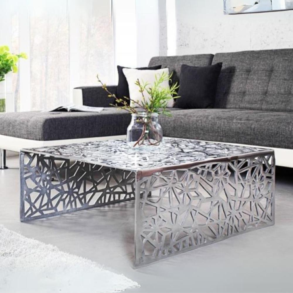 Design Couchtisch RIAS Aluminium ca. 60cm silber Bild 1