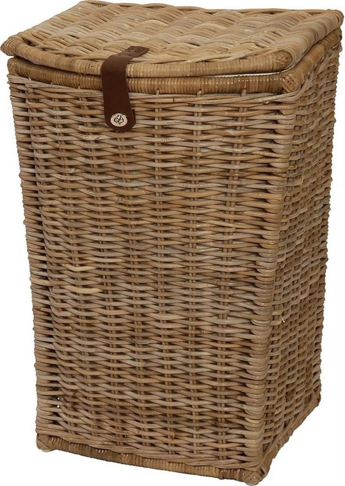 Krines Home Wäschekorb Hoher Wäschekorb in moderner, bauchiger Optik aus natürlichem Rattan Bild 1