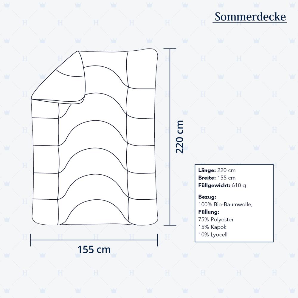 Heidelberger Bettwaren Bettdecke 155x220 cm, Made in Germany | Sommerdecke, Schlafdecke, Steppbett mit Kapok-Füllung | atmungsaktiv, hypoallergen, vegan | Serie Kanada Bild 1