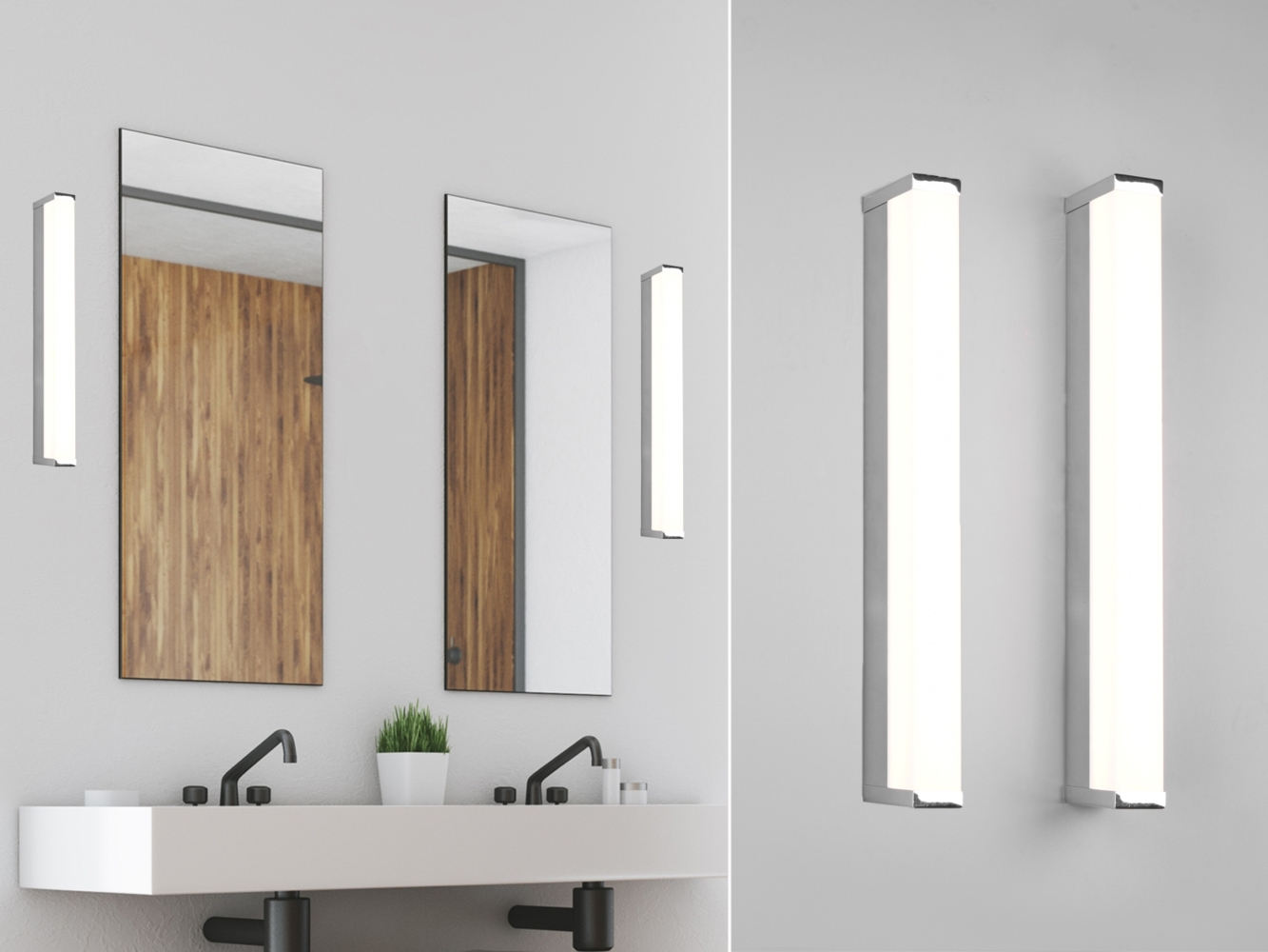 LED Badezimmer Wandleuchten 2er Set in Chrom - Spiegelleuchten, Breite 42,5cm Bild 1