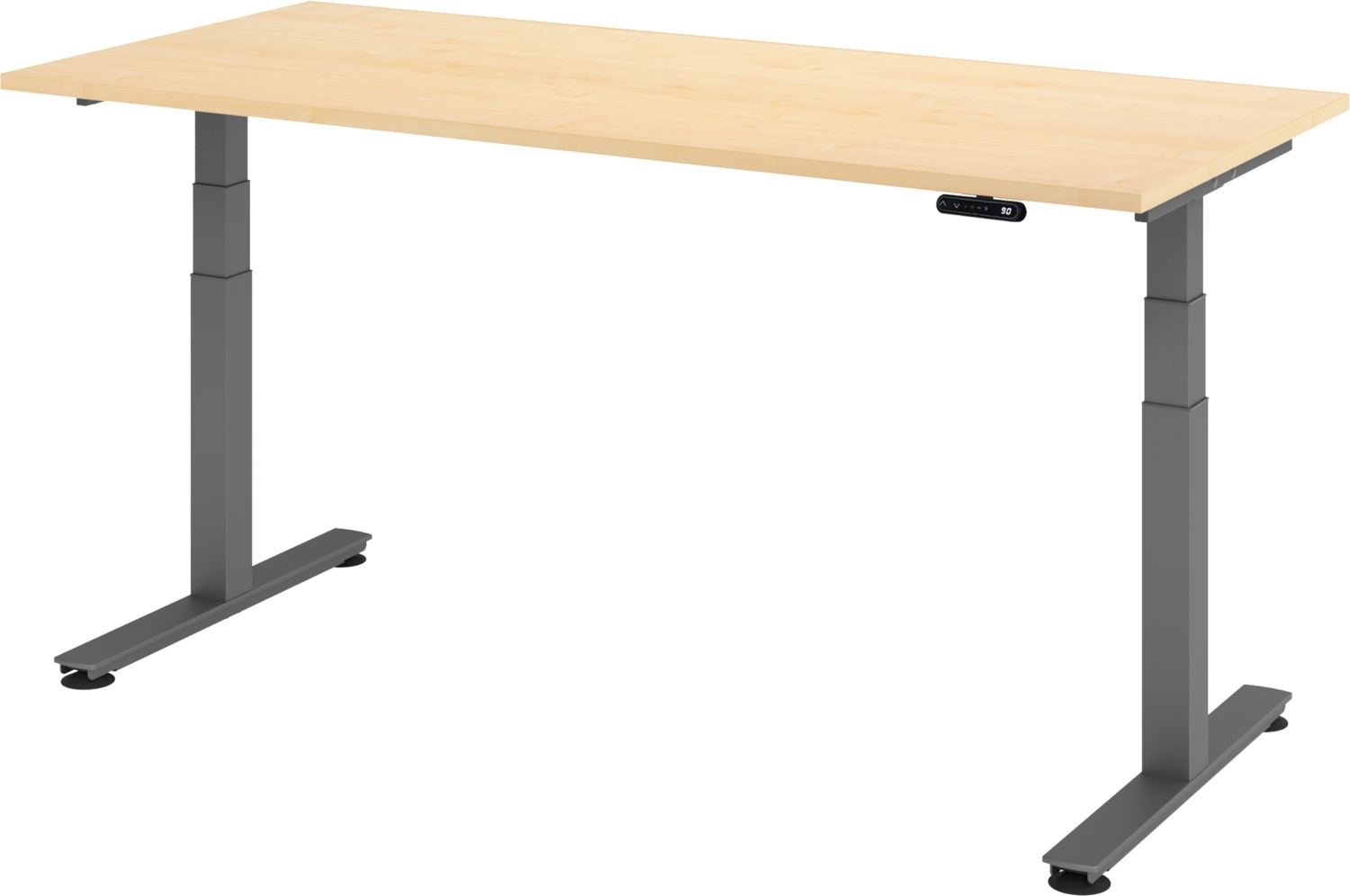 bümö elektrisch höhenverstellbarer Schreibtisch 180x80 cm in Ahorn, Gestell graphit - Schreibtisch höhenverstellbar elektrisch mit Memory-Steuerung, elektrischer Schreibtisch, Gaming Tisch, XDSM-19-3-G Bild 1