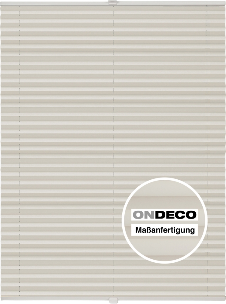 ondeco Plissee Klemmfix auf Maß für alle Fenster innen, ohne Bohren, Montage Klemmträger Sonnenschutz Sichtschutz Rollo Blickdicht - Vanille - B): 121-130 cm, H): 101-150 cm Bild 1