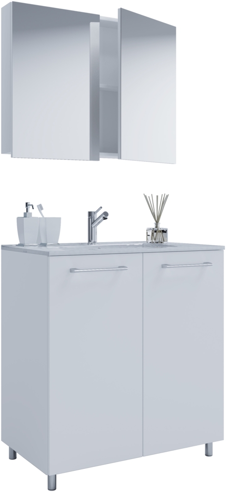 VCM Badmöbel Waschtisch Badinos 914342 Weiß H. 145 x B. 60 x T. 46 cm Bild 1