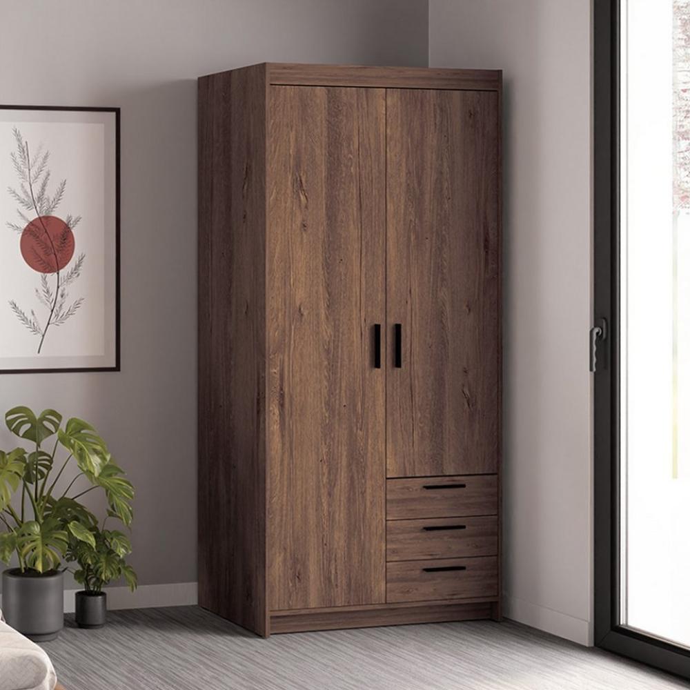 Furnix Kleiderschrank Eliza 90 cm Garderobe-Schrank mit drei Schubladen ohne/mit Aufsatz 5 Fächer Bild 1