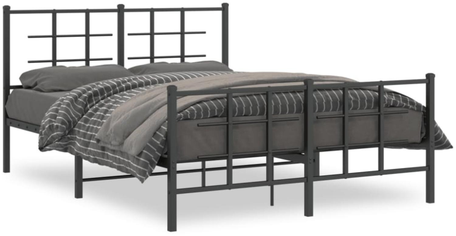 vidaXL Bettgestell mit Kopf- und Fußteil Metall Schwarz 135x190 cm 355578 Bild 1