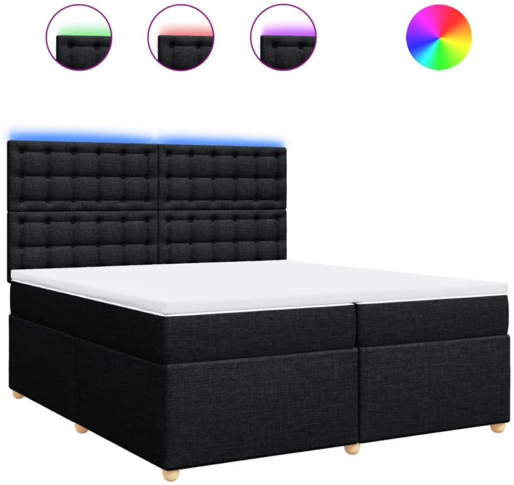 vidaXL Boxspringbett mit Matratze Schwarz 200x200 cm Stoff 3293703 Bild 1