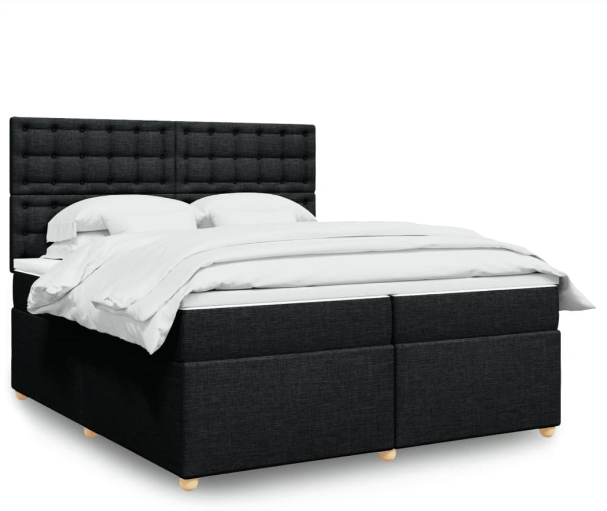 vidaXL Boxspringbett mit Matratze Schwarz 200x200 cm Stoff 3293703 Bild 1