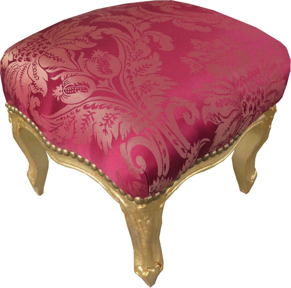 Casa Padrino Barock Fußhocker Bordeauxrot Muster / Gold Mod2 - Antik Stil Möbel - Hocker Bild 1