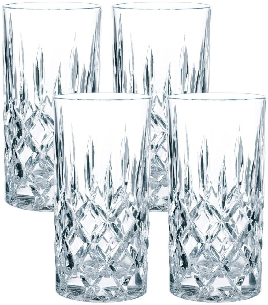 Spiegelau & Nachtmann, 4-teiliges Longdrink-Set, Kristallglas, 375 ml, Noblesse, 0089208-0 + 4er Set EKM Living Edelstahl Strohhalme silber gerade Bild 1