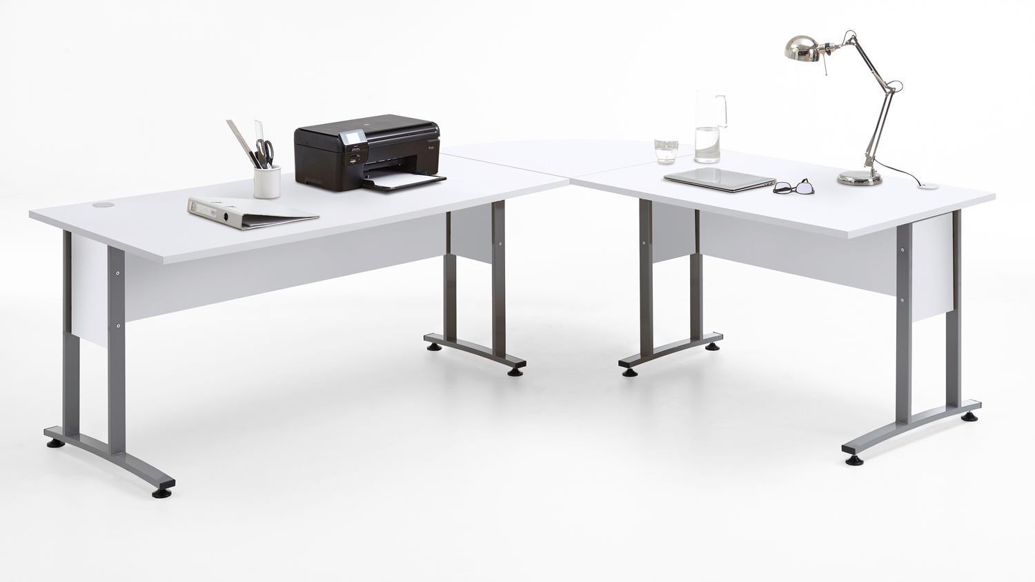 Eckschreibtisch 'CALVIA', weiß 200/240 mit Rollcontainer Bild 1