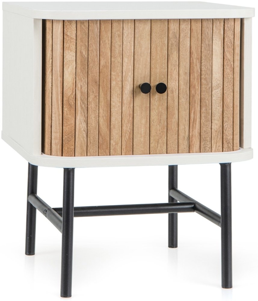 Nachttisch mit Schiebetüren Nachtschrank mit Stauraum 40 x 39 x 49 cm Weiß Bild 1