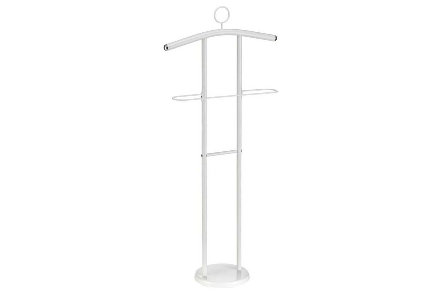 CARO-Möbel Herrendiener GÜNTHER, Stummer Diener mit Hosenbügel aus Metall Weiß Bild 1