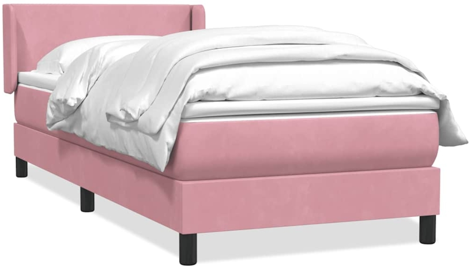 vidaXL Boxspringbett mit Matratze Rosa 100x220 cm Samt 3317984 Bild 1
