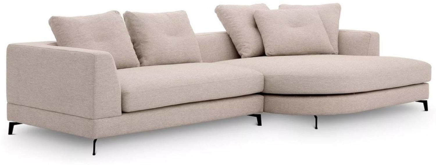 Casa Padrino Luxus Ecksofa Rechte Seite Sandfarben / Schwarz 310 x 150 x H. 65 cm - Wohnzimmer Sofa mit Kissen - Wohnzimmer Möbel - Wohnzimmer Einrichtung - Luxus Möbel - Luxus Einrichtung Bild 1