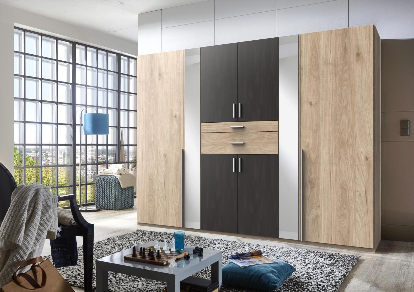 Kleiderschrank >Odessa< (B/H/T: 270x208x58 cm) in Hickory-Oak-Nachbildung Bild 1