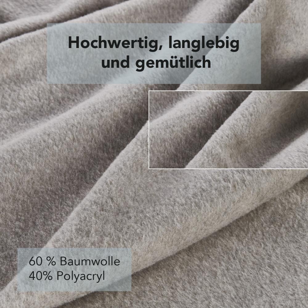 La Vida Sesselschoner Überwurf Tages-Decke in hellgrau - Oeko-TEX® Zertifiziert, 200x50 cm, Sofaläufer mit Fransen, Baumwollmischung bis 40 °C waschbar, Schutz für Sessel, Sofa, Couch & Bett Bild 1