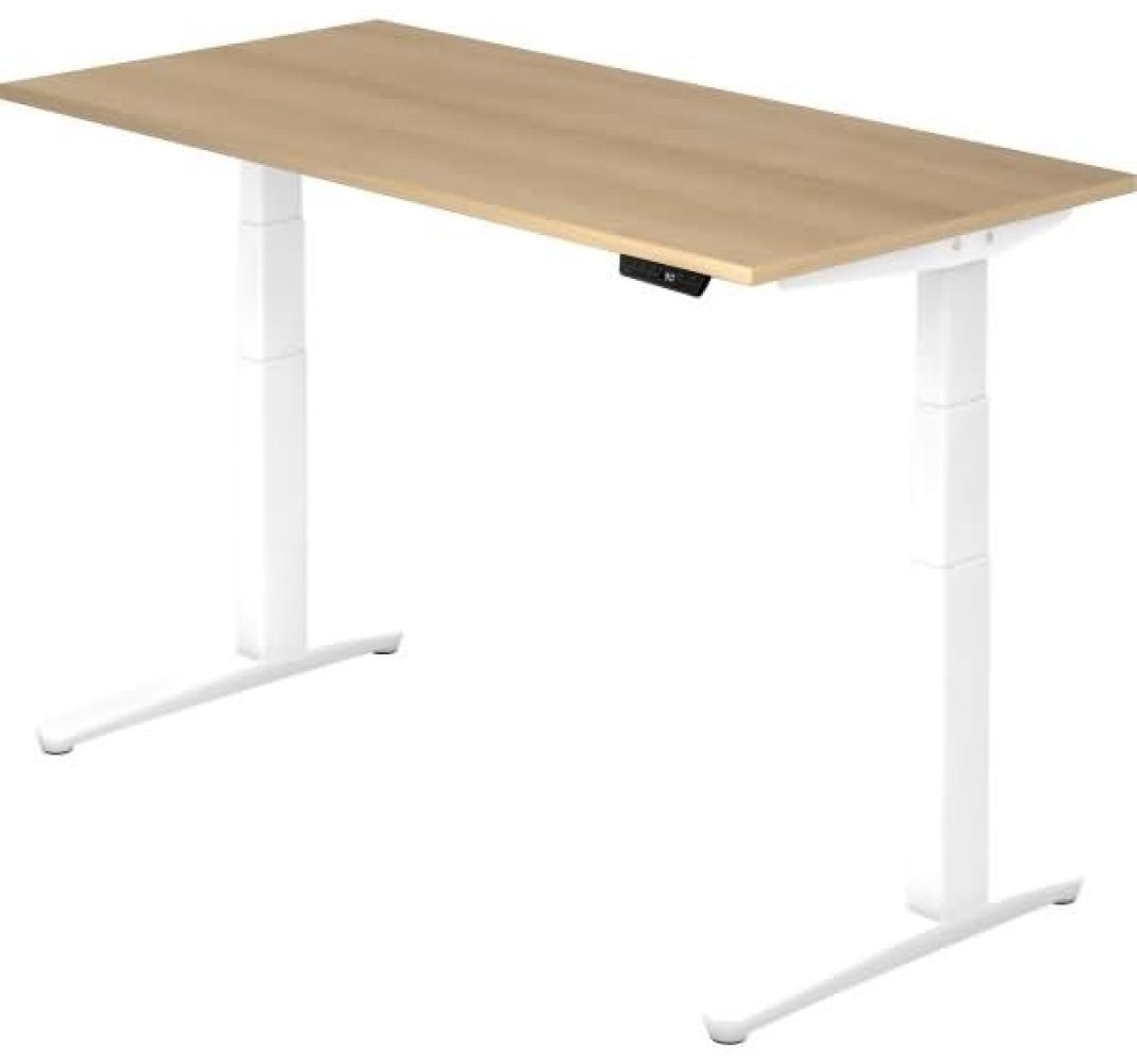 'XBHM16' Sitz-Steh-Schreibtisch elektrisch 160x80 cm Eiche Weiß Bild 1