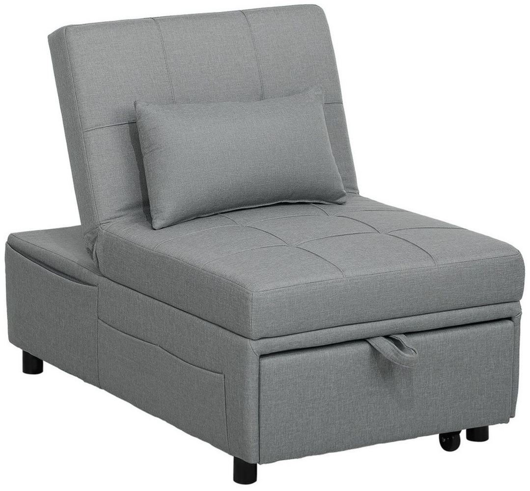 HOMCOM Sessel 3-in-1, mit Bettfunktion, Seitentasche, ausziehbar (Relaxsessel, 1-St, Klappbett), bis 150 kg belastbar, für Wohnzimmer,Schlafzimmer, Hellgrau Bild 1