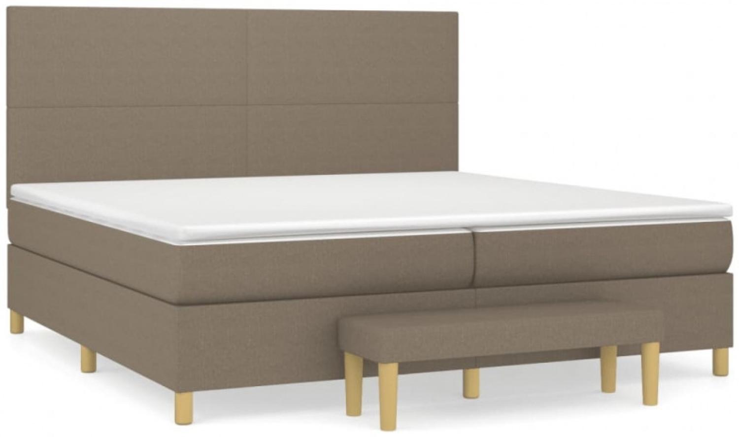 vidaXL Boxspringbett mit Matratze Stoff Taupe 200 x 200 cm, Härtegrad: H2 [3137025] Bild 1