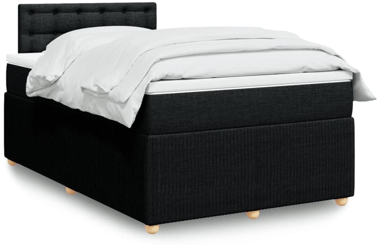 vidaXL Boxspringbett mit Matratze Schwarz 120x190 cm Stoff 3289711 Bild 1