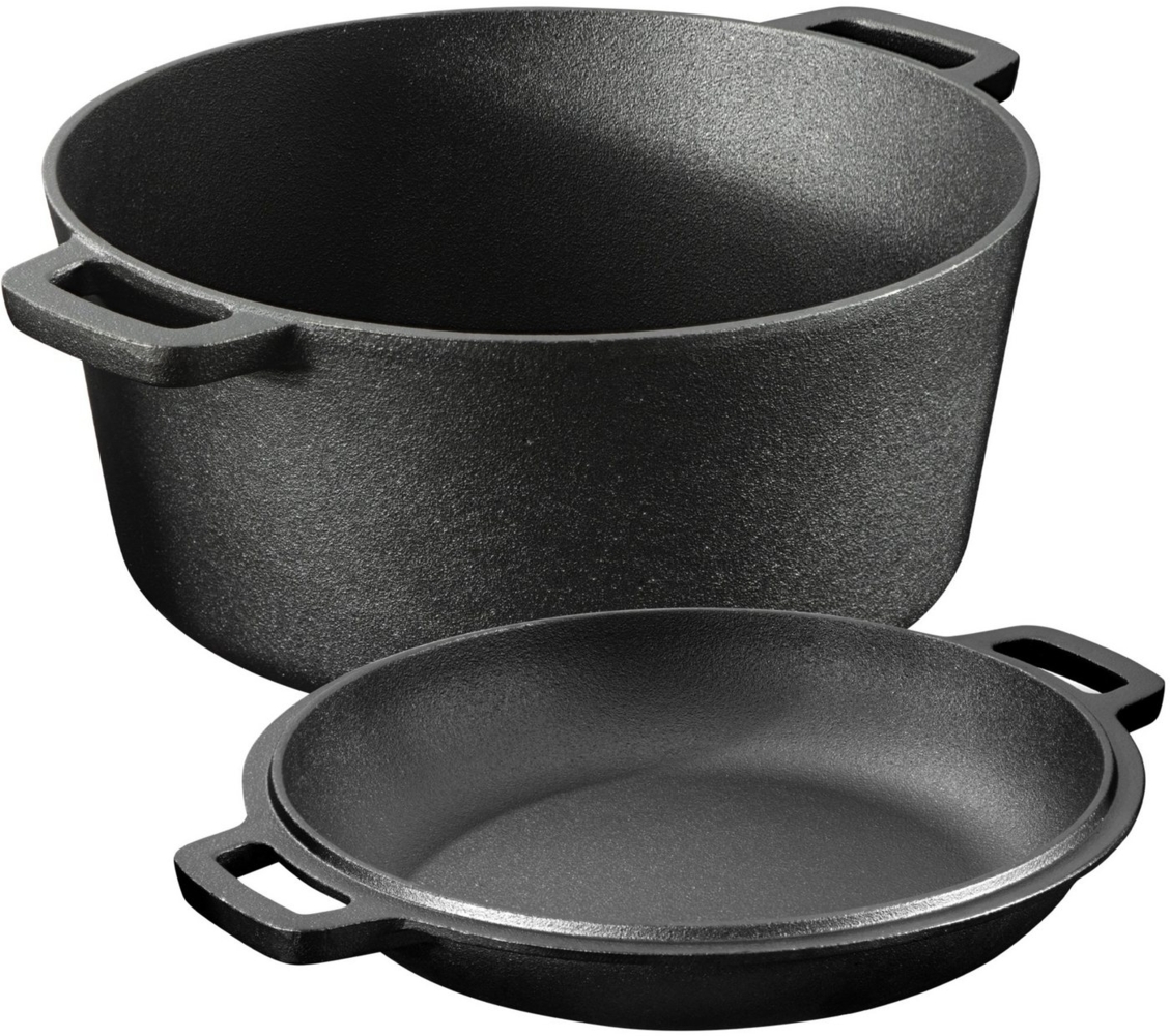 Navaris Bratpfanne Gusseisen Topf Bratentopf Pfannendeckel - 4,7l - 2in1 Dutch Oven Bild 1