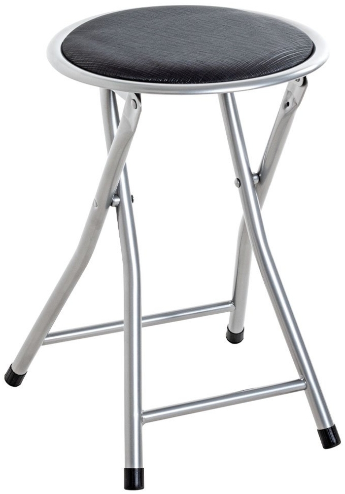 Klapphocker Olga / Ouzo, Kunstleder, Metall, Schwarz, 30 x 45 x 30 cm Bild 1