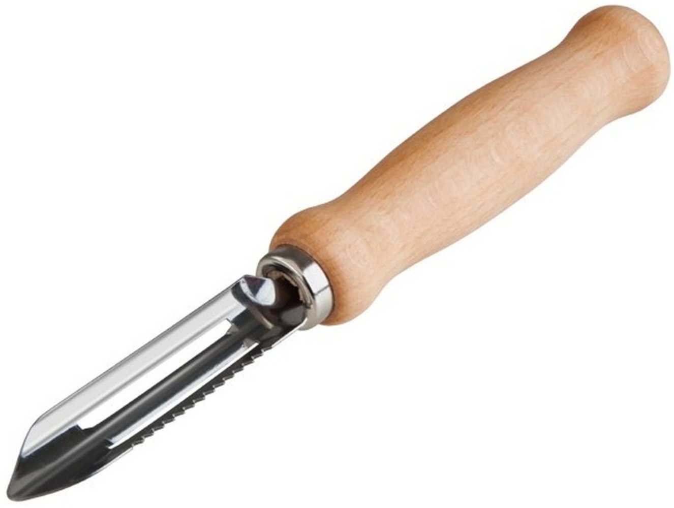 Sparschäler 15cm mit feststehende Edelstahl Doppelklinge aus Buche Bild 1