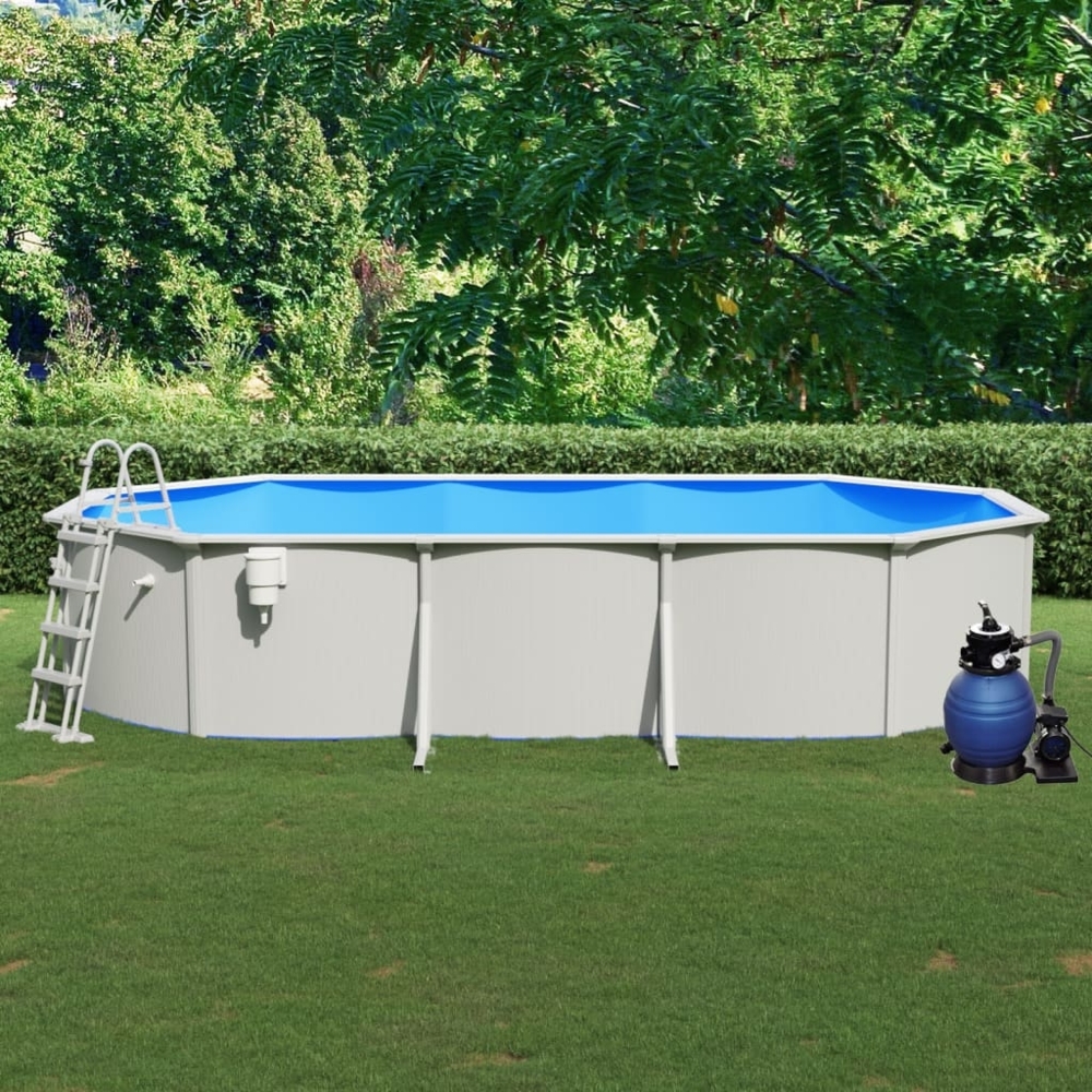 vidaXL Pool mit Sandfilterpumpe und Leiter 610x360x120 cm 3098056 Bild 1