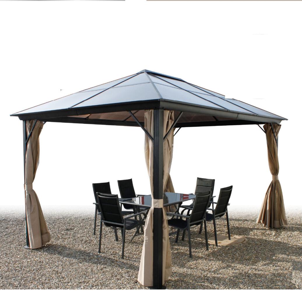 XXL Garten Pavillon Alu Doppeldach 3x4m Gartenpavillon +. Seitenteile Bild 1