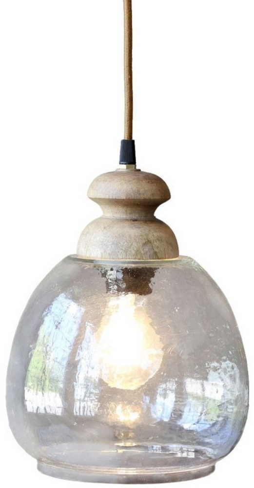 Vintagehaus Hängeleuchte Vintage Hängelampe Maison De Campagne Glas Mangoholz Rund Bild 1