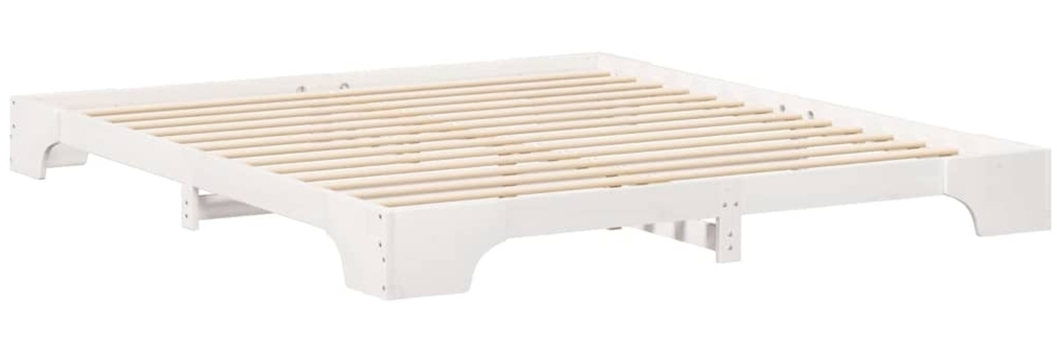 vidaXL Bettrahmen Weiß 200 x 210 cm Massives Kiefernholz 872909 Bild 1