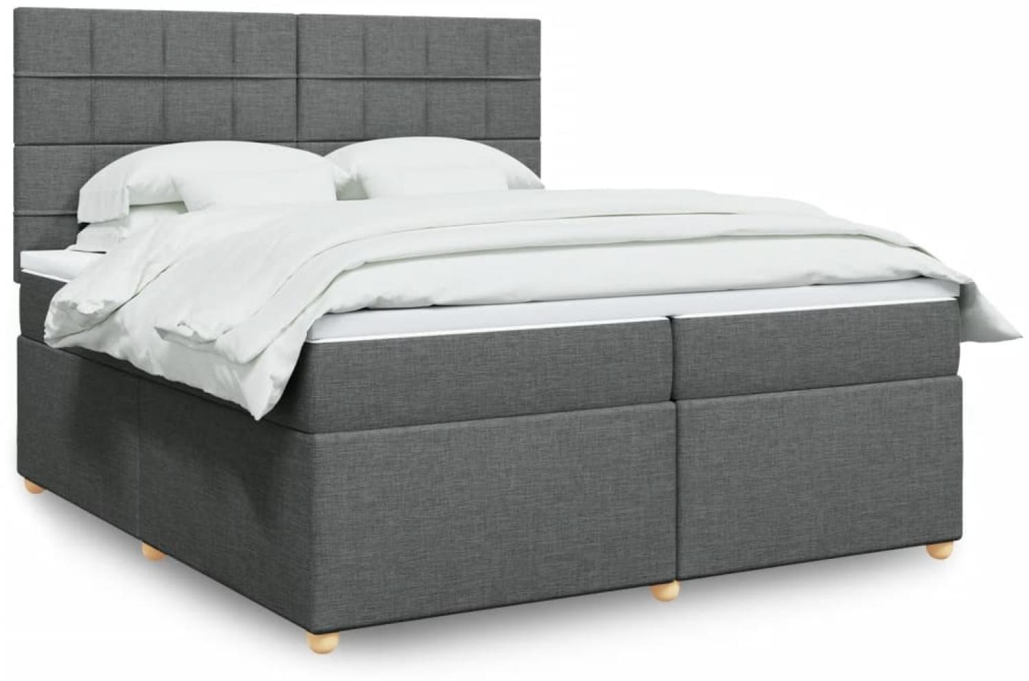 vidaXL Boxspringbett mit Matratze Dunkelgrau 200x200 cm Stoff 3293688 Bild 1