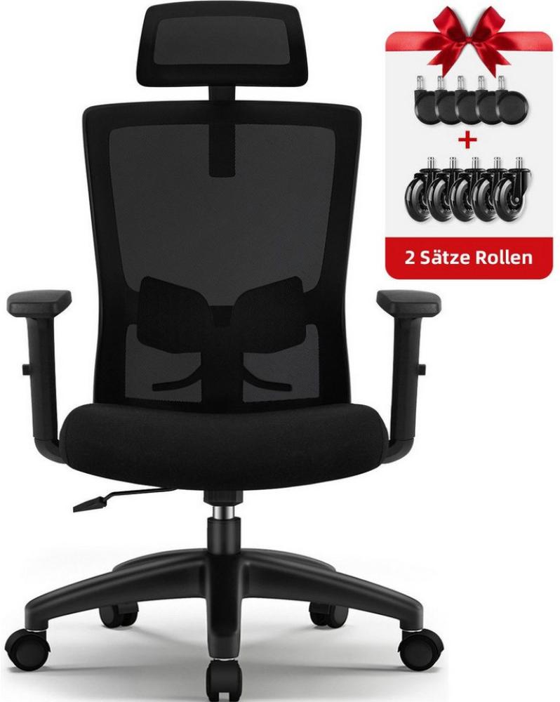 Hiazurm Bürostuhl Bürostuhl, Ergonomischer Schreibtischstuhl, Drehstuhl, Chefsessel (Wippfunktion 90°-135°,Verstellbare Armlehne,leise Rolle,Bis 155 kg belastbar, Atmungsaktiv,Sitzhöhe Einstellung),Verlängerte und Verbreiterte Rückenlehne Bild 1