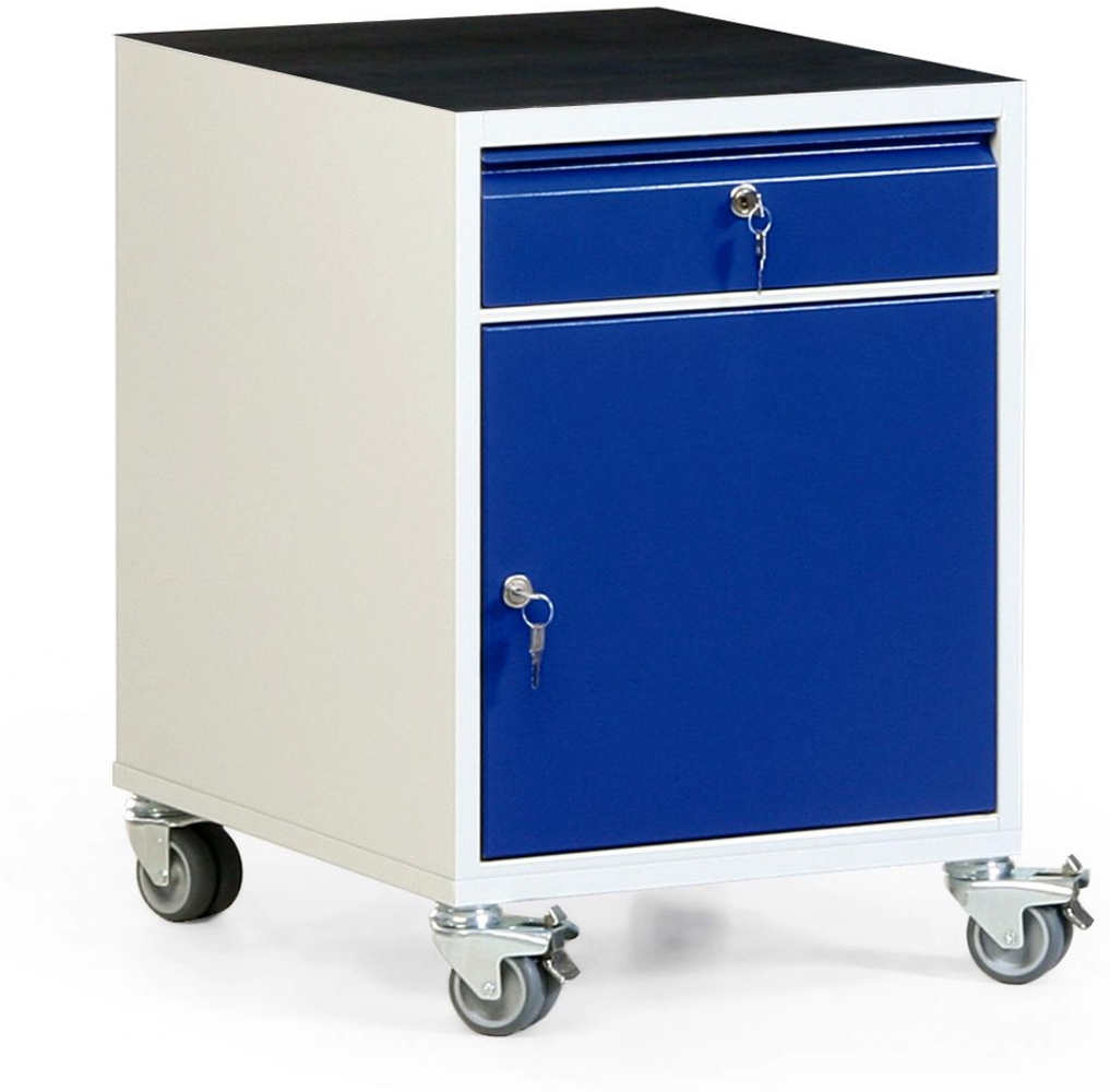 Protaurus Werkstatt-Rollcontainer mit Schrank, Schublade und Riffelgummimatte Bild 1