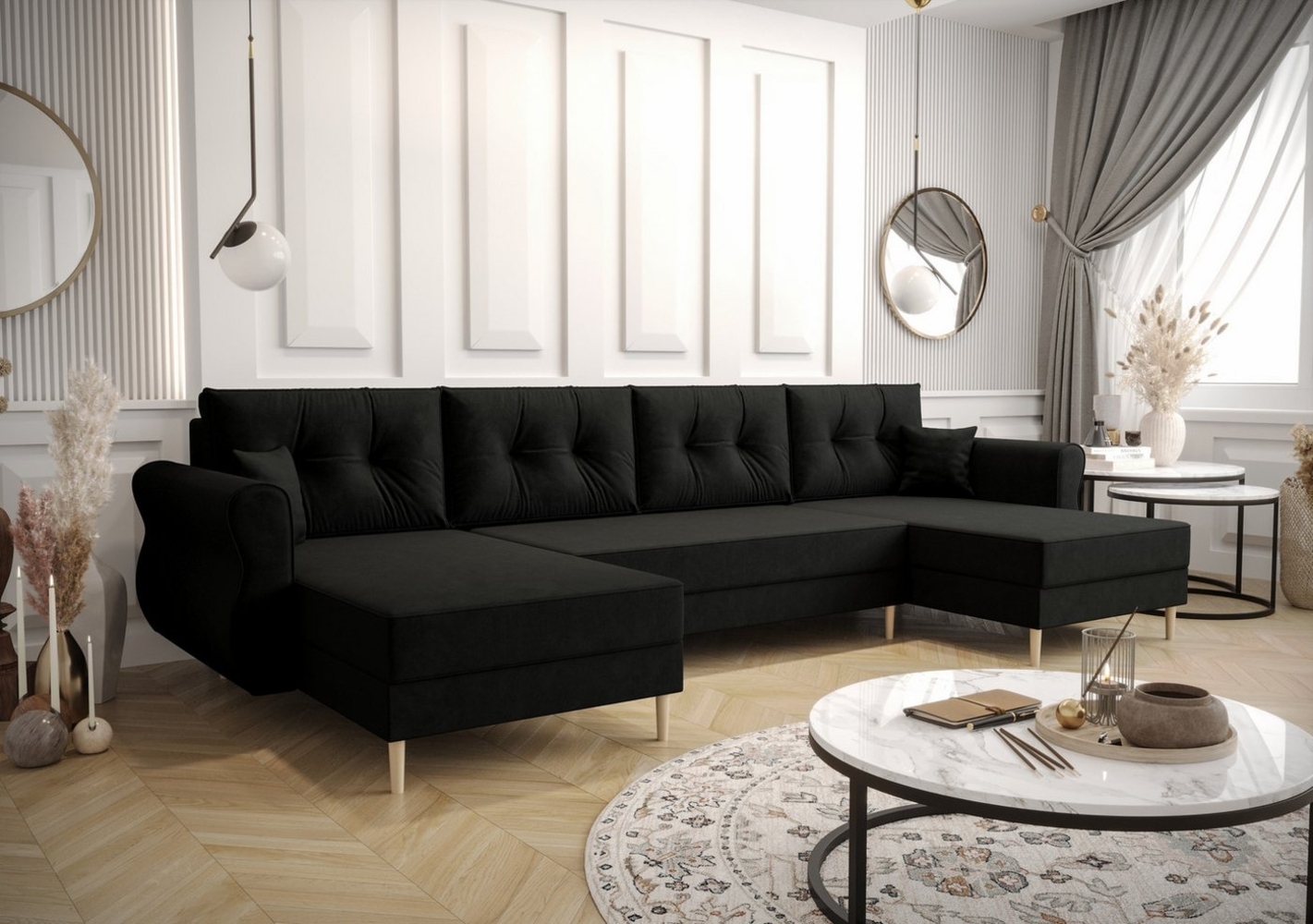 ALTDECOR Wohnlandschaft APOL-U, Couch mit Schlaffunktion, Wohnzimmer - Ecksofa Bild 1