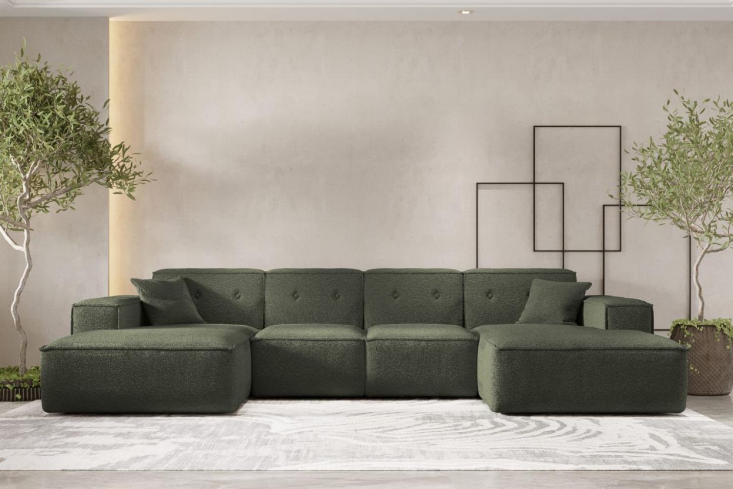 Wohnlandschaft Sofa U-Form CESINA in Stoff Ascot Bukla Winter Moss Bild 1