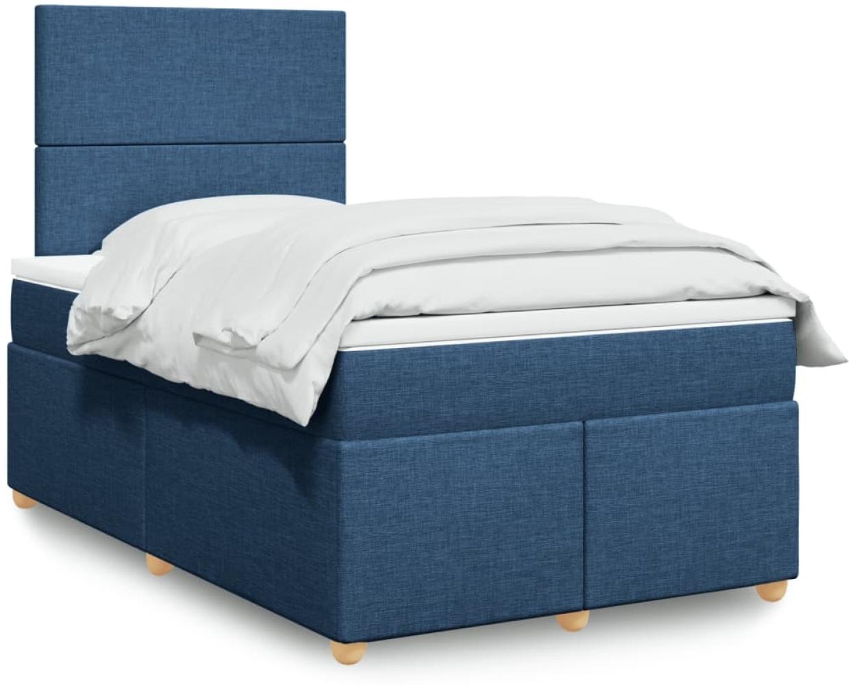 vidaXL Boxspringbett mit Matratze Blau 120x190 cm Stoff 3293518 Bild 1