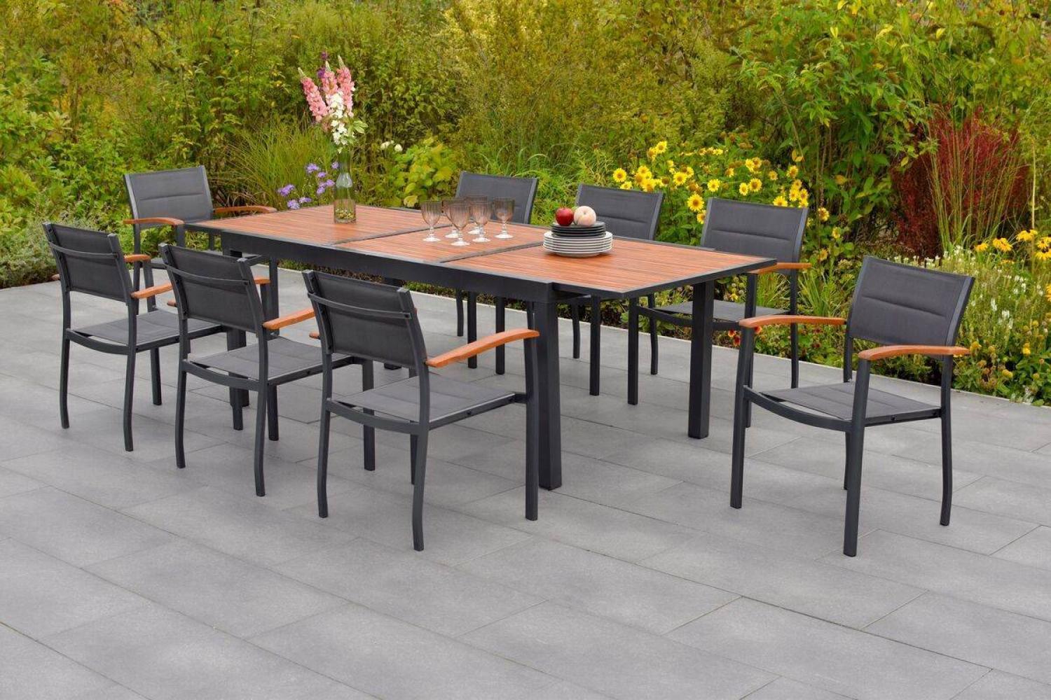 YOURSOL by Merxx Gartenmöbel Set Paxos für 8 Personen mit Ausziehtisch 180 - 240, Stapelstühle Bild 1