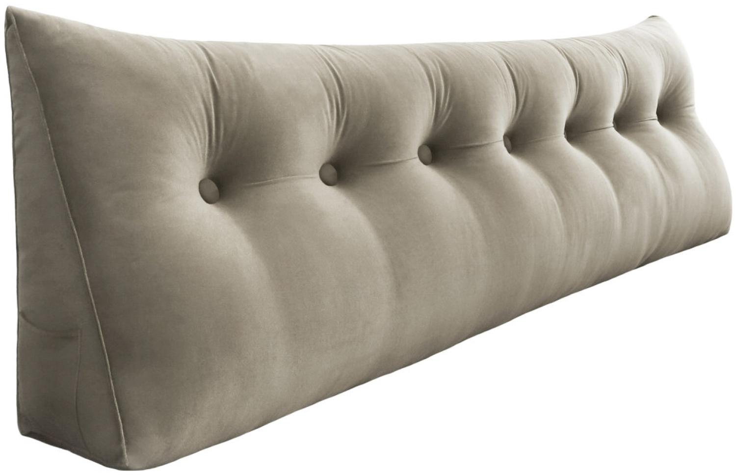 VERCART Großes Keil Lesekissen, Langes Bettruhe Rückenkissen, Dekoratives Kopfteilkissen, Dreieckiges Positionierungs Körperkissen für Tagesbett oder Couch, Samt Bräunen, 200cm Bild 1