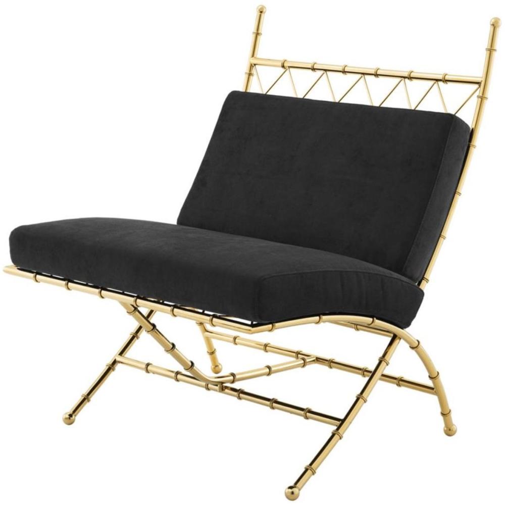 Casa Padrino Luxus Klappstuhl Gold / Schwarz 75 x 81,5 x H. 92 cm - Luxus Möbel Bild 1