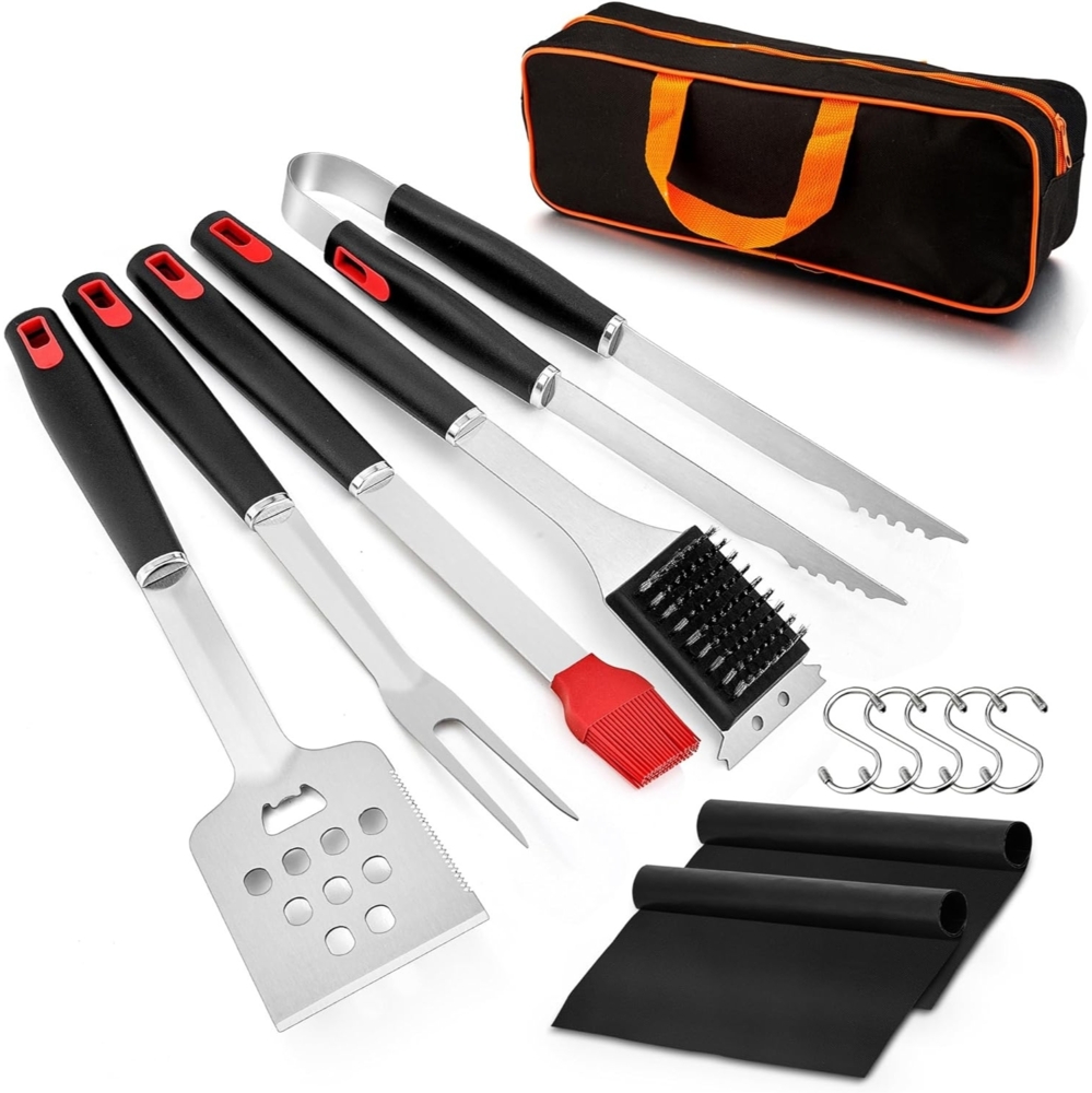 OstalbGriller 13tlg Edelstahl Grillbesteck Set mit Tragetasche Grill Zubehör Bild 1