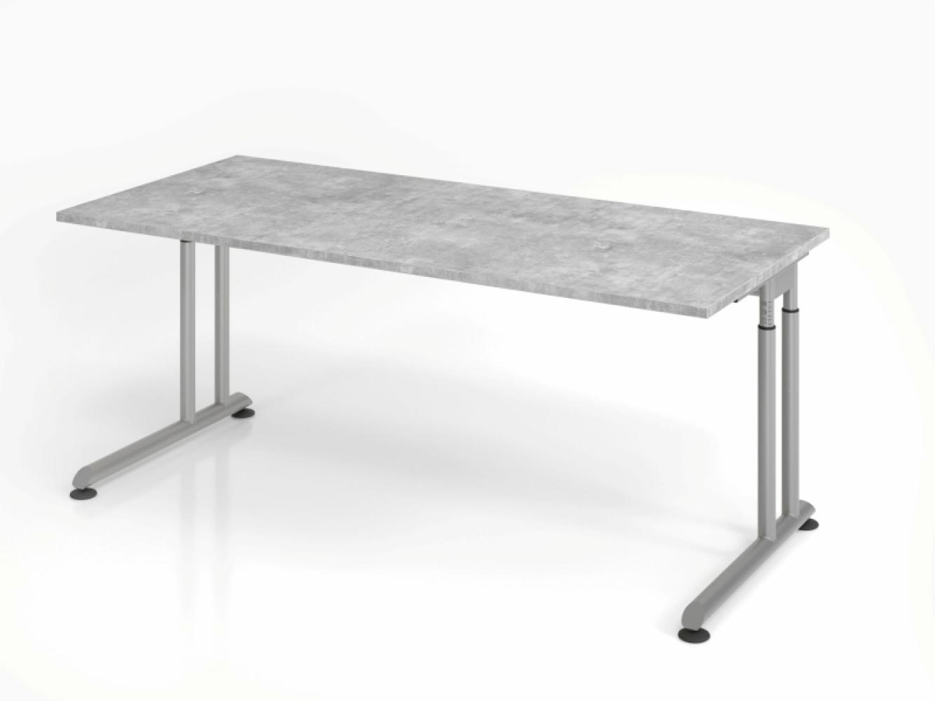 Schreibtisch C-Fuß 180x80cm Beton/Silber Bild 1