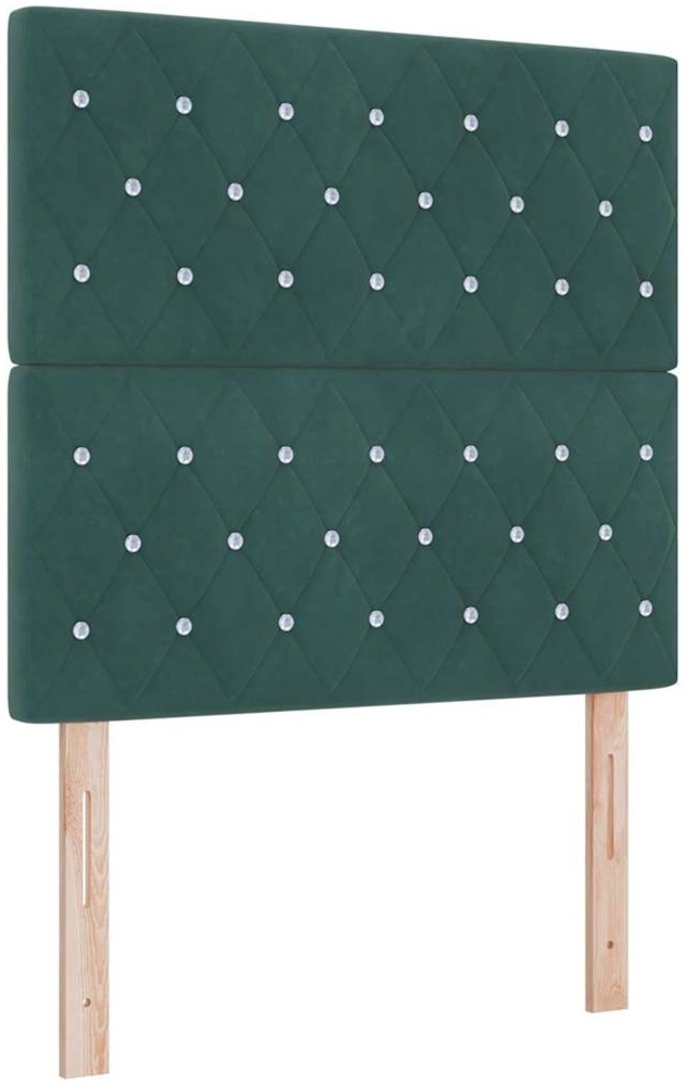 vidaXL LED Boxspringbett mit Matratze Dunkelgrün 120 x 190 cm Stoff 3343235 Bild 1